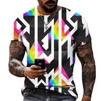 2022 summer mens t shirt colorful bright 3d printing fashion round neck short sleeve loose breathable oversized shirt s 6xl