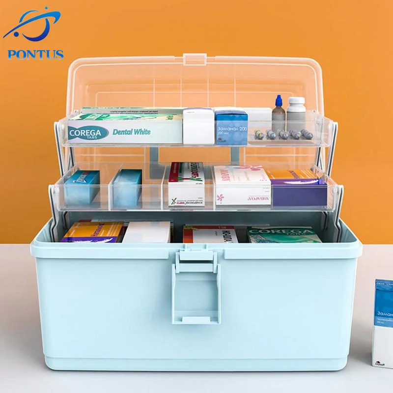 

3 Layer Portable First Aid Kit Home Medicine Storage Box Transparent Box Emergency Items Medicine Organize Storage Container
