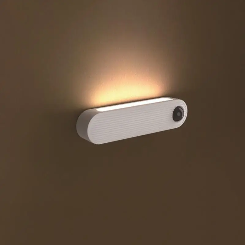 

LED Under Cabinet Light PIR Motion Sensor USB Rechargeable Night Light Lamp for Wardrobe Kitchen Bedroom Closet 2-levels Dimming