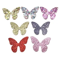 50pcs 4x3 1cm glitters butterfly padded appliques for diy children headwear accessories diy garment accessories patches
