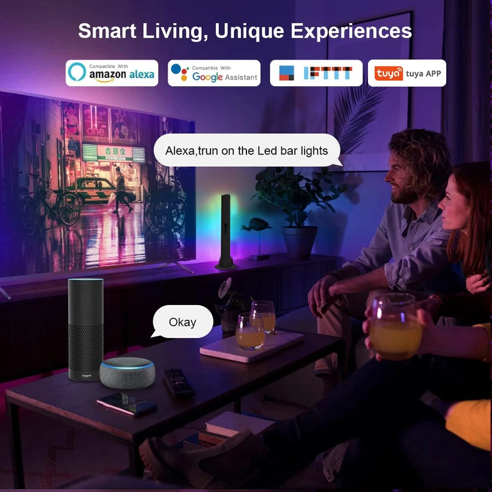 RGB умный светодиодный светильник WiFi Bluetooth Настольный фон атмосферсветильник