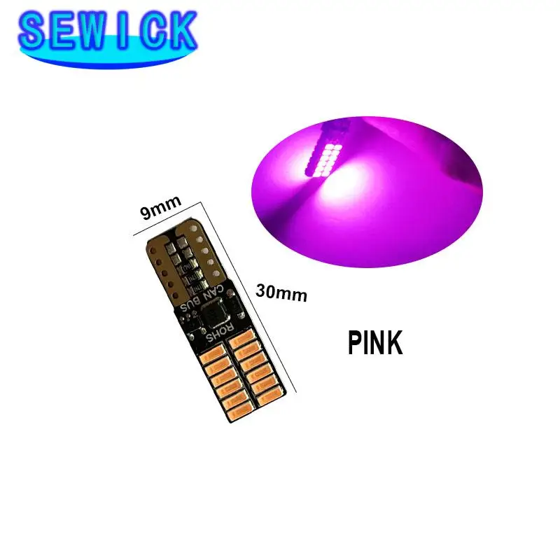 100pcs 12V без полярности Canbus T10 светодиодный ламп с 4014SMD 24 s светильник 194 168 W5W белого и