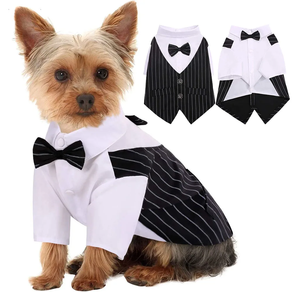 

Pet Clothes Dog Boy Bow Costume Suit For With Party Dogs Birthday Dog Bow-tie Puppy Suit Wedding Tuxedo Tie Small Gentleman Suit