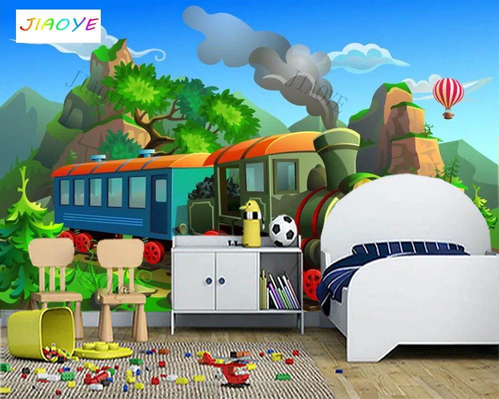 Мультяшный поезд Супермен на заказ Симпатичные Настенные обои для детской