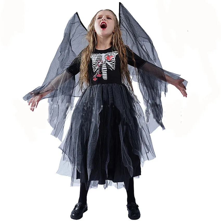 

Женский костюм с крыльями для Хэллоуина, страшный костюм невесты с зомби, костюм для косплея, праздничное страшное готическое Платье с прин...