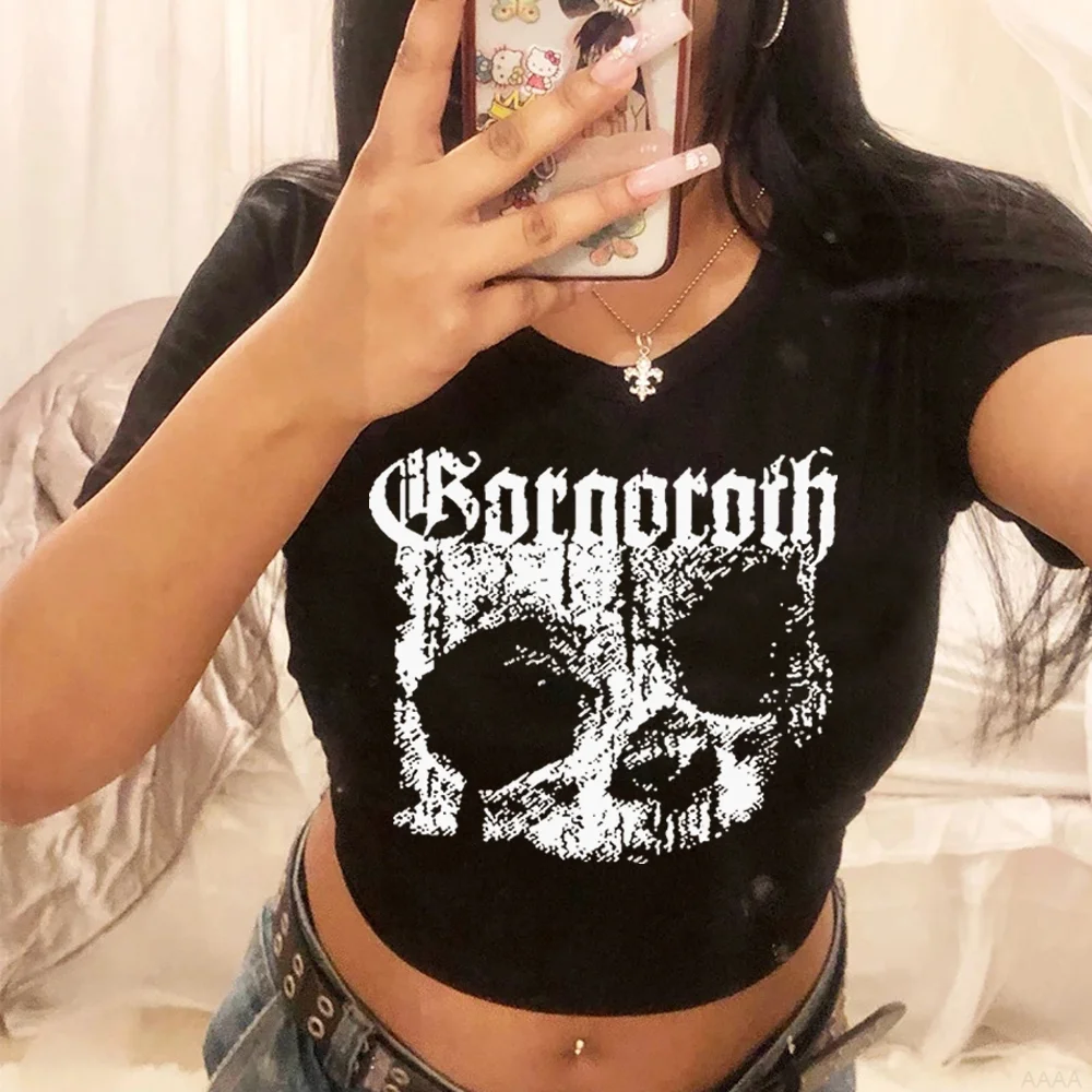 

Уличная одежда со скелетом и черепом, укороченный женский топ с графическим рисунком, манга в стиле кибер, y2k, Сказочная одежда kawai, укороченн...