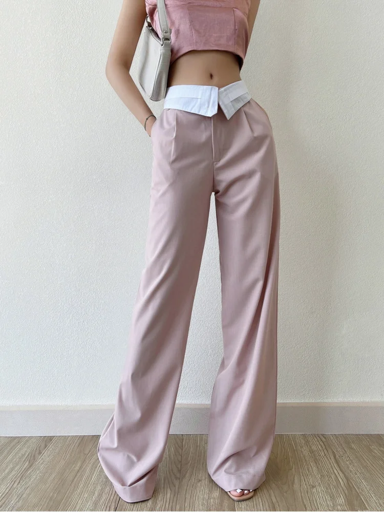 

Новые милые повседневные Прямые брюки с завышенной талией в Корейском стиле, однотонная Свободная Женская одежда a8d0