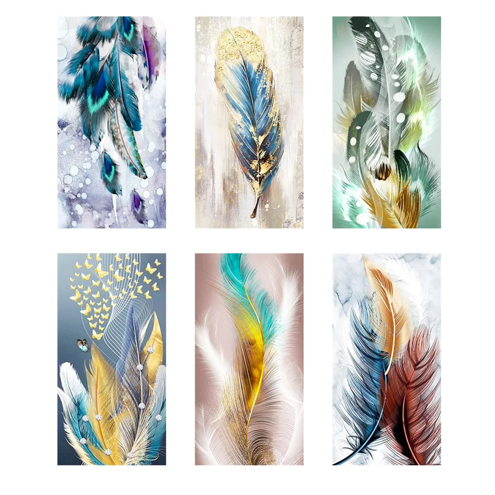 

Набор для алмазной живописи с абстрактными перьями, 40x80 см