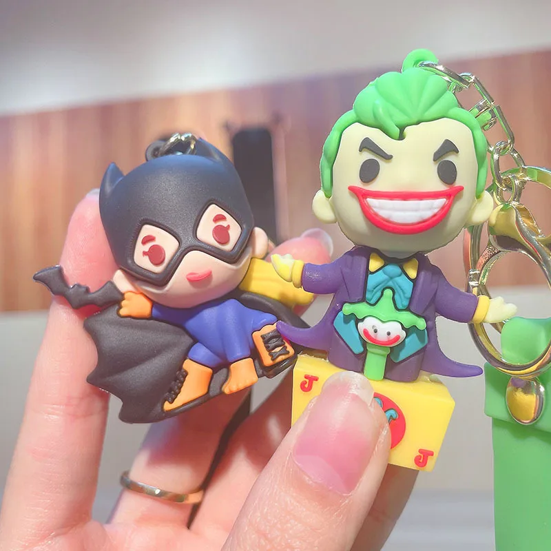 

Anime Hero Batman Keychain Quinn Cartoon Figure PVC Action Toy Figure Keychain Doll Creative Gift Car Pendant