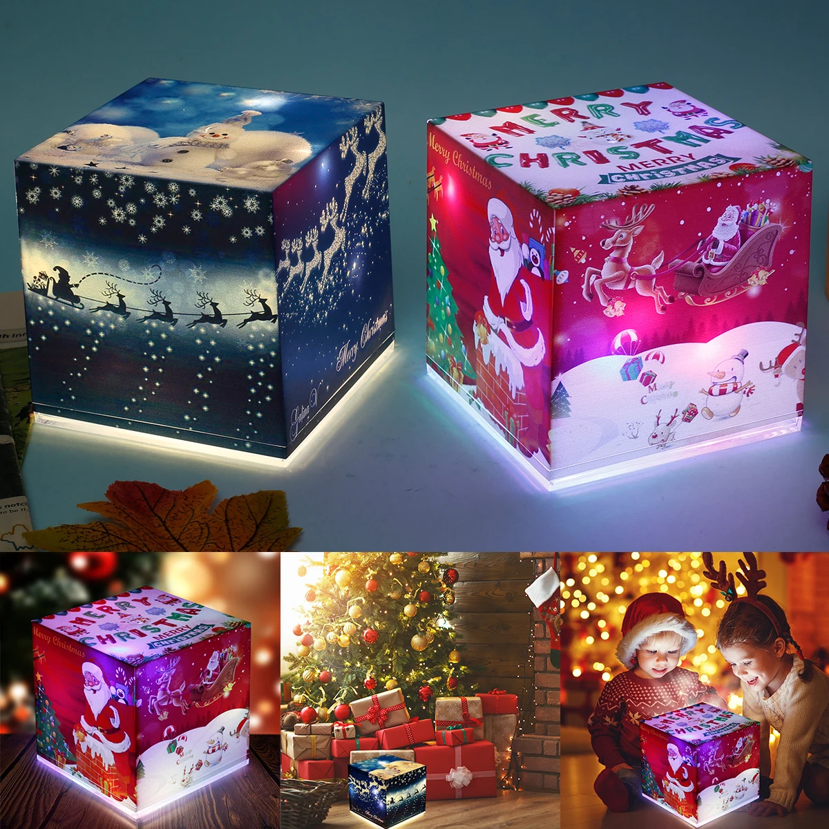 

Светильник вые подарочные коробки, светильник ская световая Подарочная коробка с питанием от батарейки, светодиодные подарочные коробки с гирляндой, многоразовые рождественские украшения