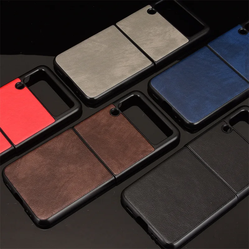 For Samsung Galaxy Z Flip3 Flip4 Case Soft PU Leather Protective Cover Luxury Shockproof Shell for Galaxy Z Flip 3 Flip 4 Case