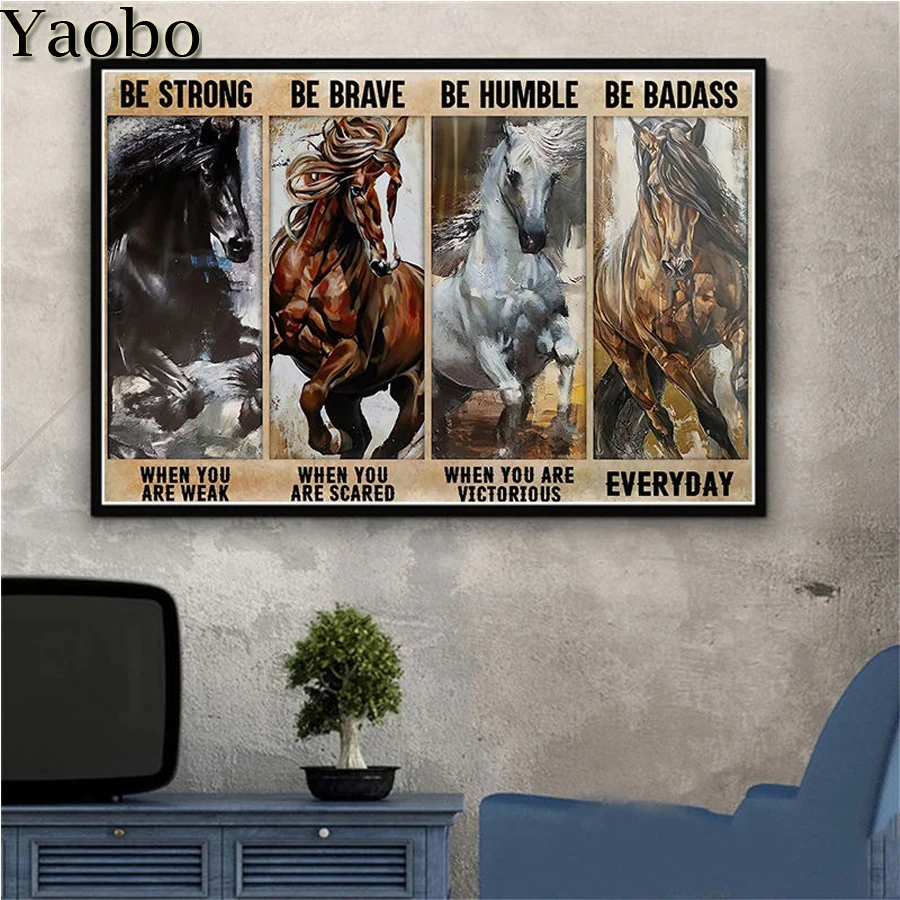 

5D алмазная живопись, коричневая бегущая лошадь, DIY, алмазная картина, искусство, смелость, скромный, сильное вдохновение, каждый день