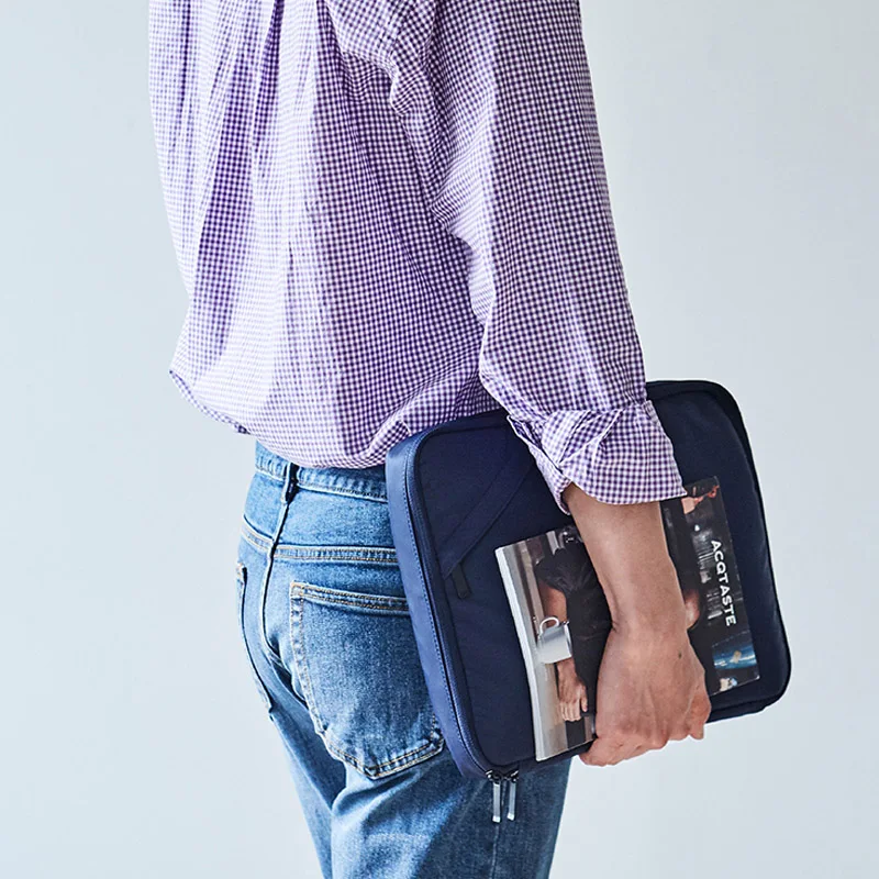 Handheld Document Bag 13 Inch Men's Briefcases Ipad  Electronic Data line Organizer Case Office Pouch Women's Travel Accessories