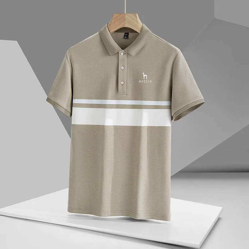 Men's Wear Shirt HAZZYS Golf Clothing  Men Letter Embroidery T-shirt Summer Solid Color Short Sleeve Casual Polo Business Sports
