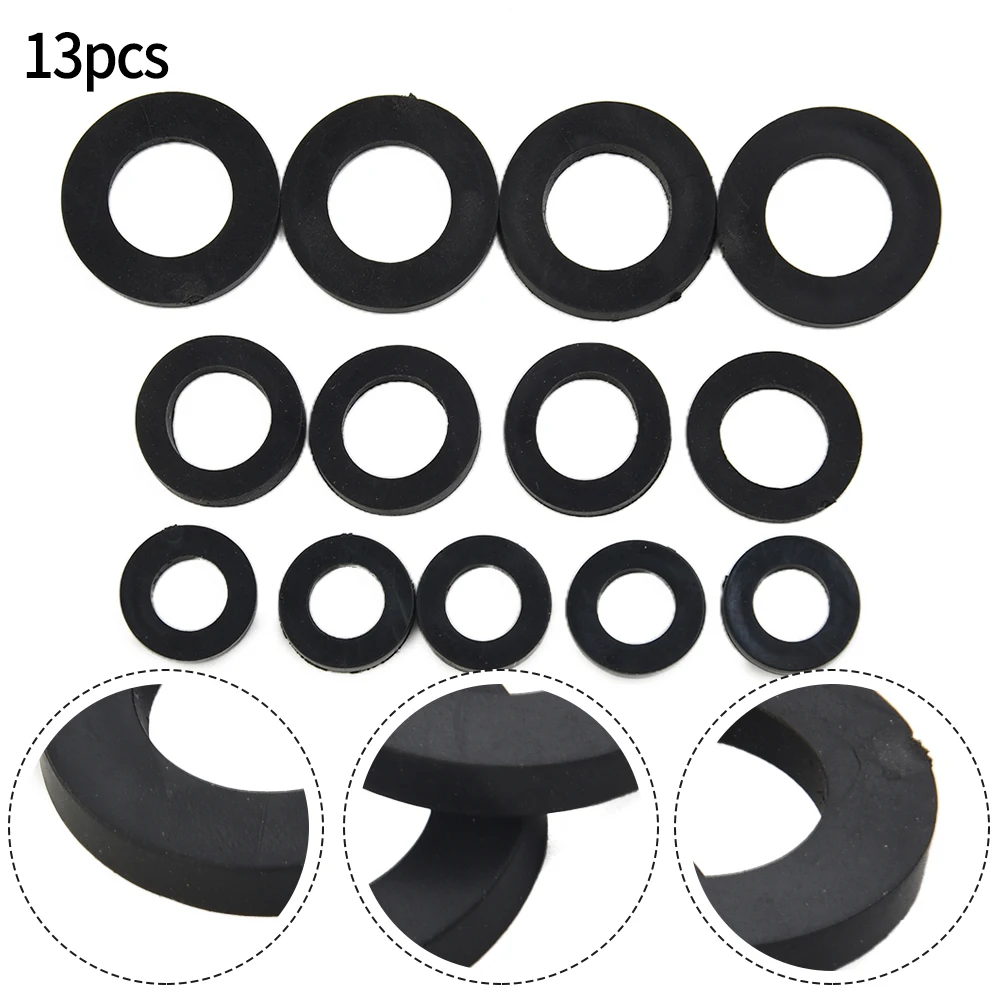

13 Assorted Rubber Washers Waterproof Sealing O-Ring Tap Bath Sink Basin Shower Seal Drip 3/8\" 1/2\" 3/4\" Bathroom Accessories