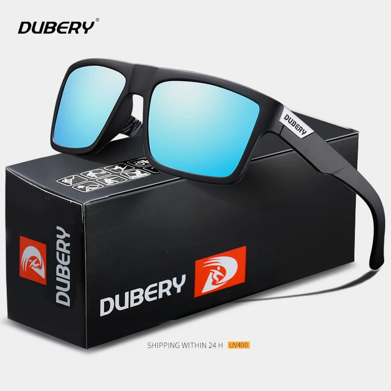 

DUBERY Mens Sport Polarized Sunglasse Square Sun Glasses Windproof Eyewear Driving Shades Male UV400 Designer Sunglasses