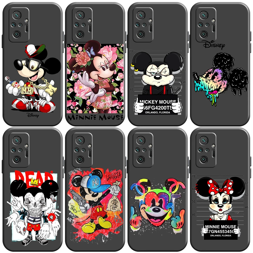 

Disney Mickey Mouse Cartoon Phone Case For Xiaomi Redmi Note 9 9i 9AT 9T 9A 9C 9S 9T 10 10S Pro 5G Carcasa Coque Liquid Silicon
