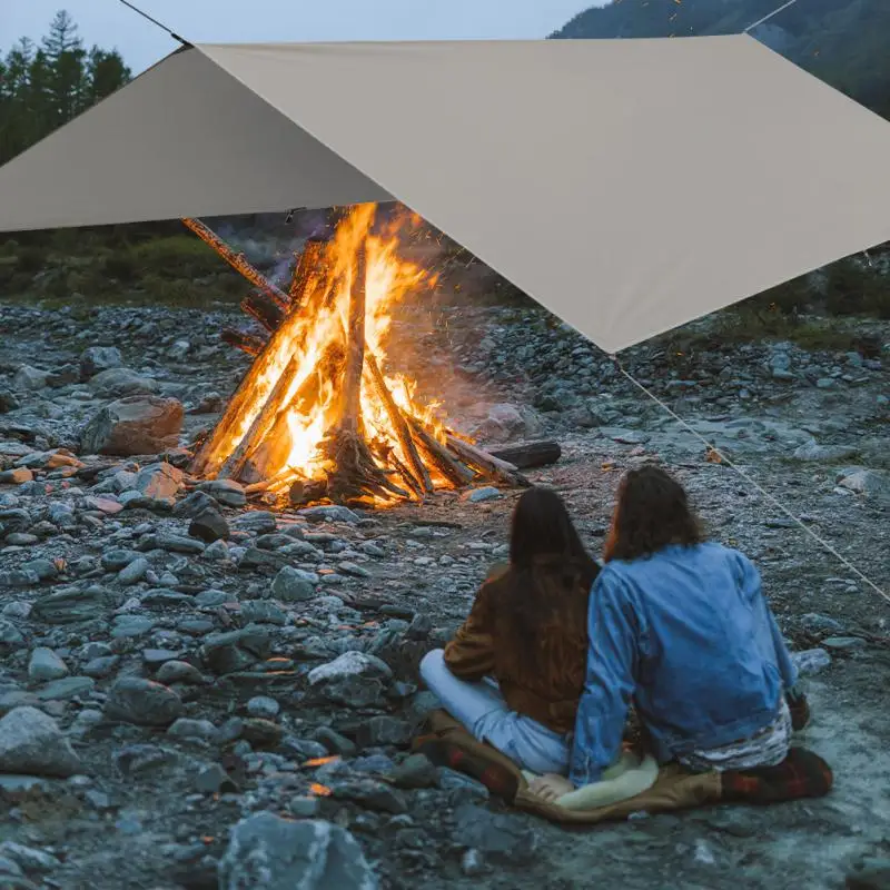 

Lightweight Tent Shade Waterproof Sky Curtain Blocking Ultraviolet Versatile Sun Shelter Camping Supplies Silver Coating Awning