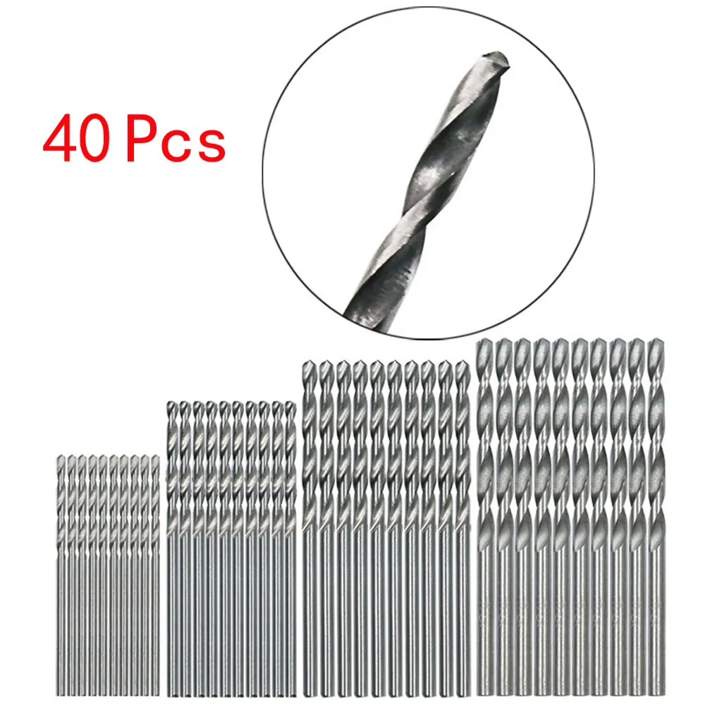 

40 PCS 0.5-2.0mm High Speed Steel Mini Twist Drill HSS Bit Set For Dremel Rotary Tool Wood/Metal Hole Cutter Straight Shank Bits
