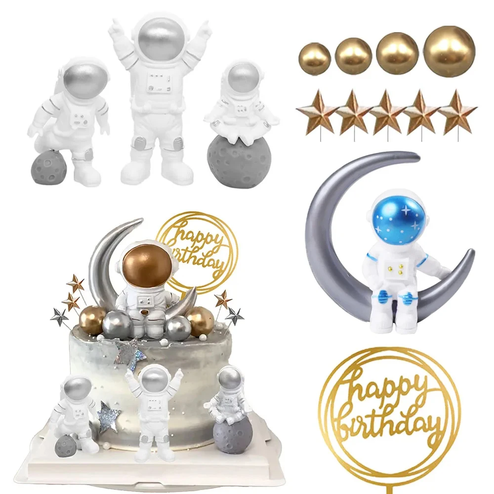 

Набор топперов для торта с астронавтом, 14 шт., украшения для торта, детское космическое пространство, мини-украшения, планеты, Вселенная