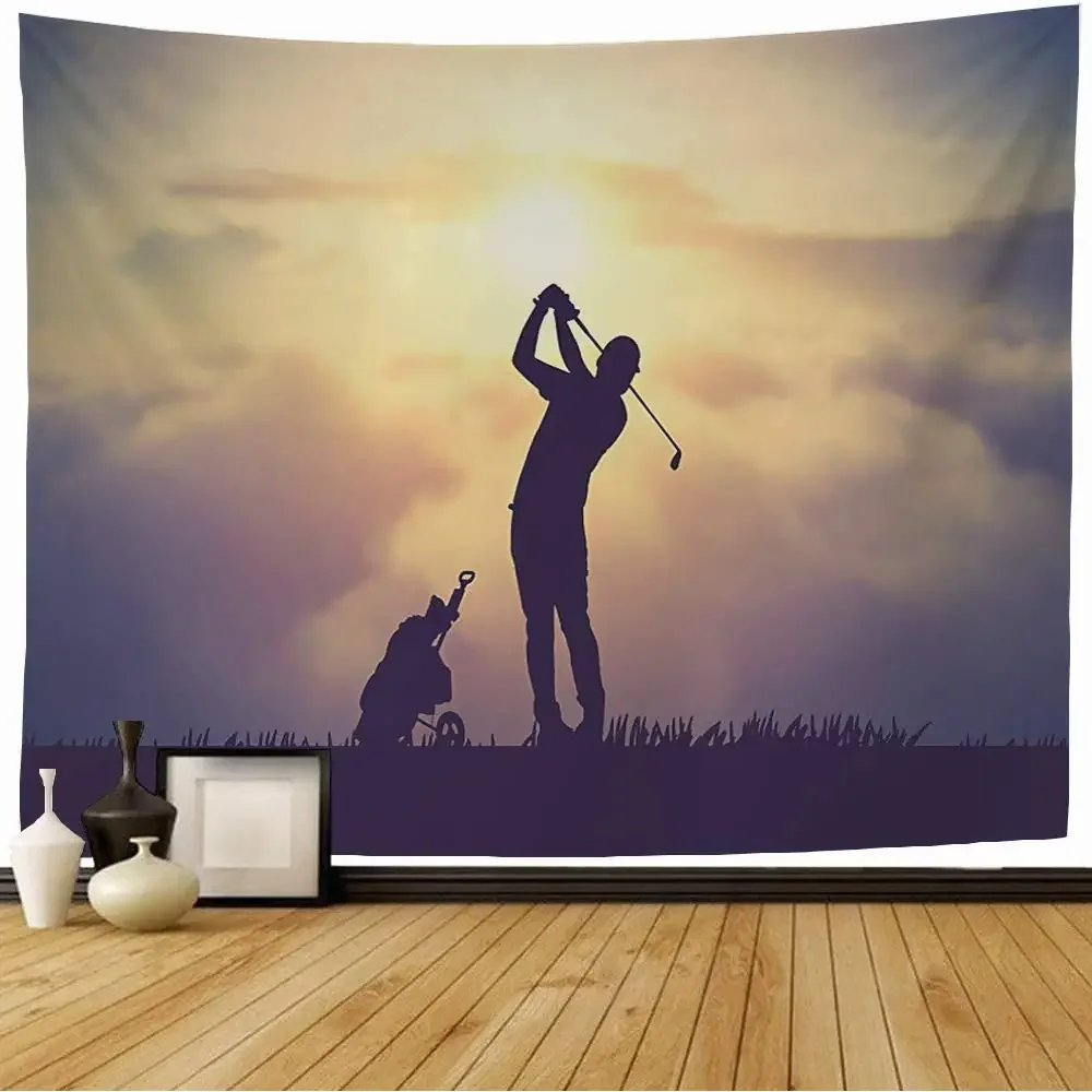 Гобелен для поля гольфа гобелен с голубым небом спорта на открытом воздухе