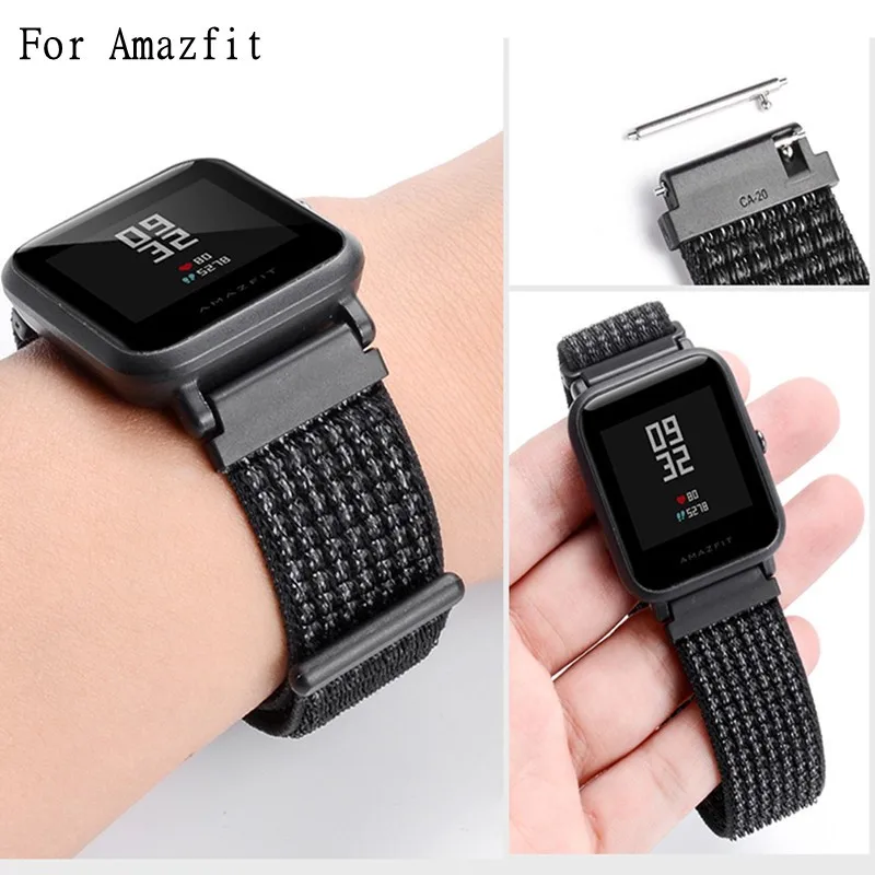 Ремешок нейлоновый для Amazfit GTS/2/2e/3/GTS2 Mini/GTR 3 pro/47 мм/GTR2/2e/stratos 2/3 bip-u 20 мм/22 мм ремешок