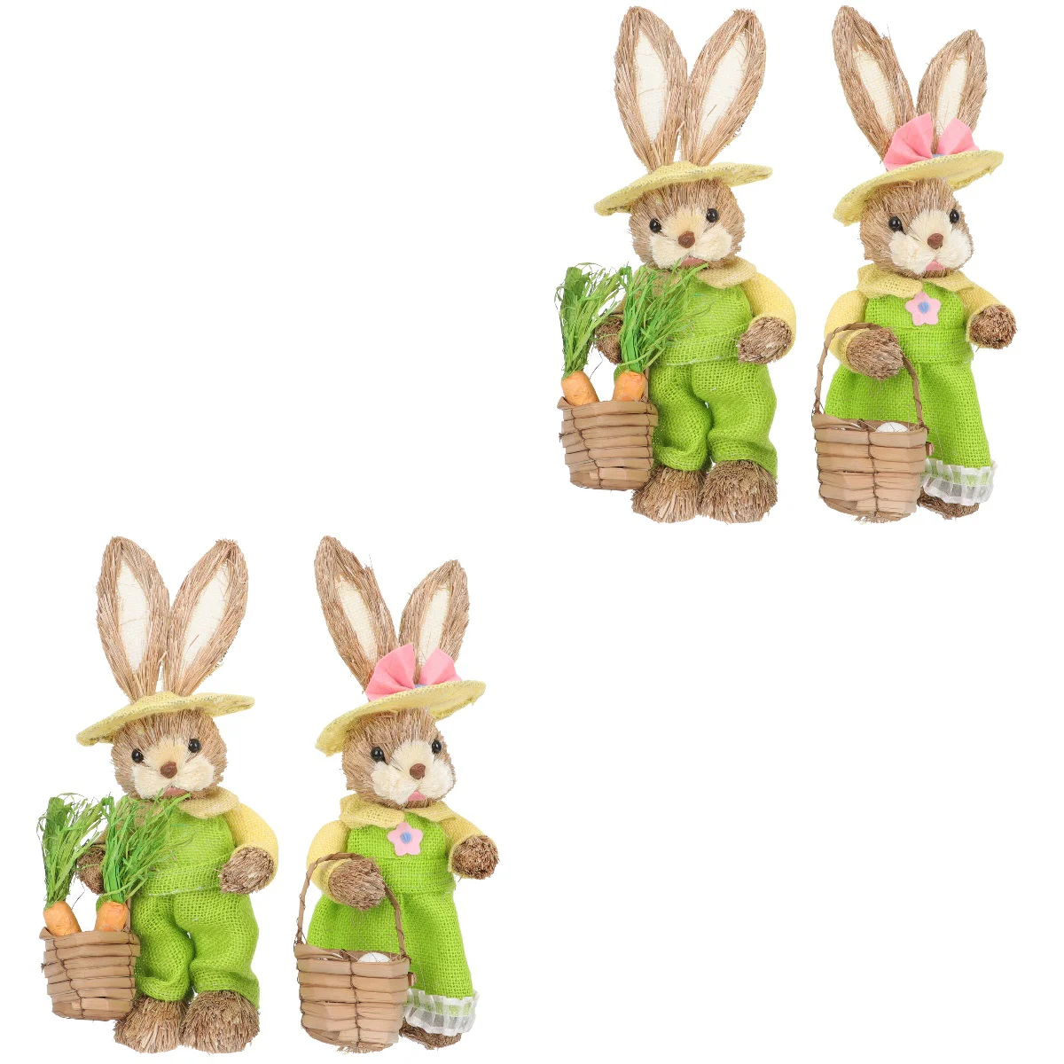 

4 pcs Bunny Ornament Woven Bunny Statue Rabbit Decor Home Decor Indoor Rabbit Figurines Woven Bunny Decorations