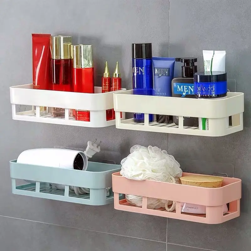 

Perforation-free bathroom storage shelf Kitchen plastic wall wall hanging bathroom debris storage shelf corner shelf