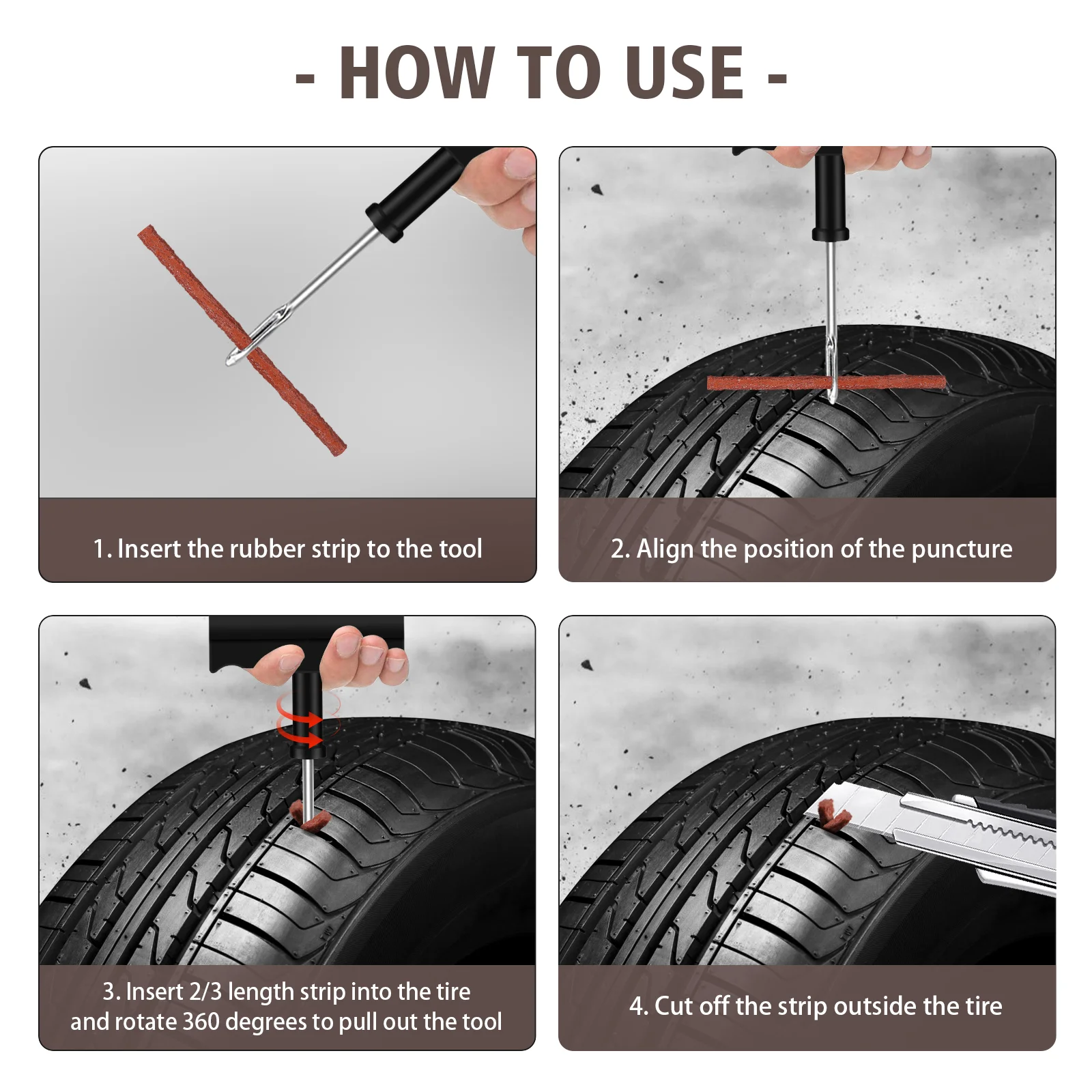 WINOMO 30 шт. полоски для ремонта шин струны резиновые бескамерные проколов ремонт