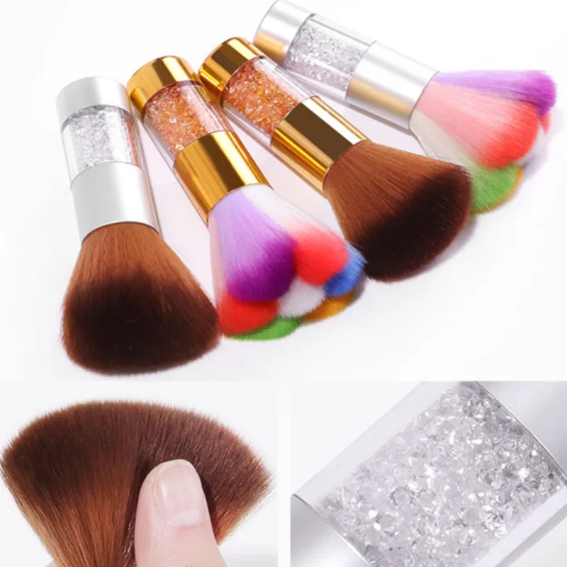 

1Pcs Rainbow Nail Art Dust Brush Soft Glitter Powder Remover Pen Acrylic Rhinestones Handle Nail Brushes Cleaner Remover Brush