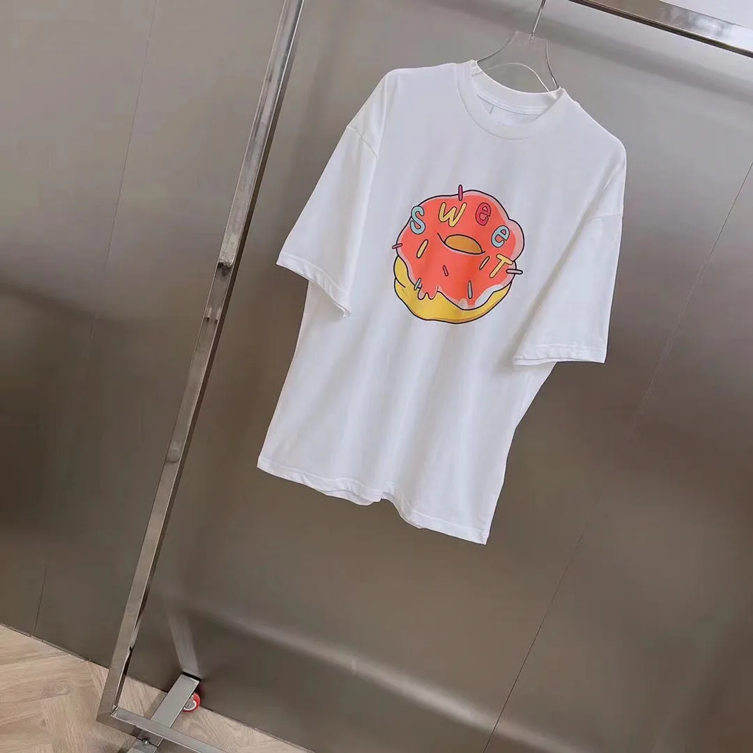 

Top Female Clothing Women T-shirt One Piece Woman Clothes Fashion Woman Blouses 2022 Doughnut Letter Short Sleeve Casual T-shirt