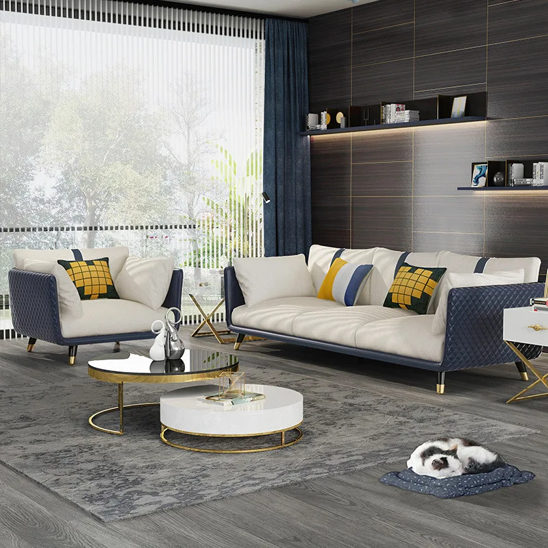 

Nordic solid wood sofa, living room, small family, whole package, modern simple and light luxury fabric sofa, dismantling and wa