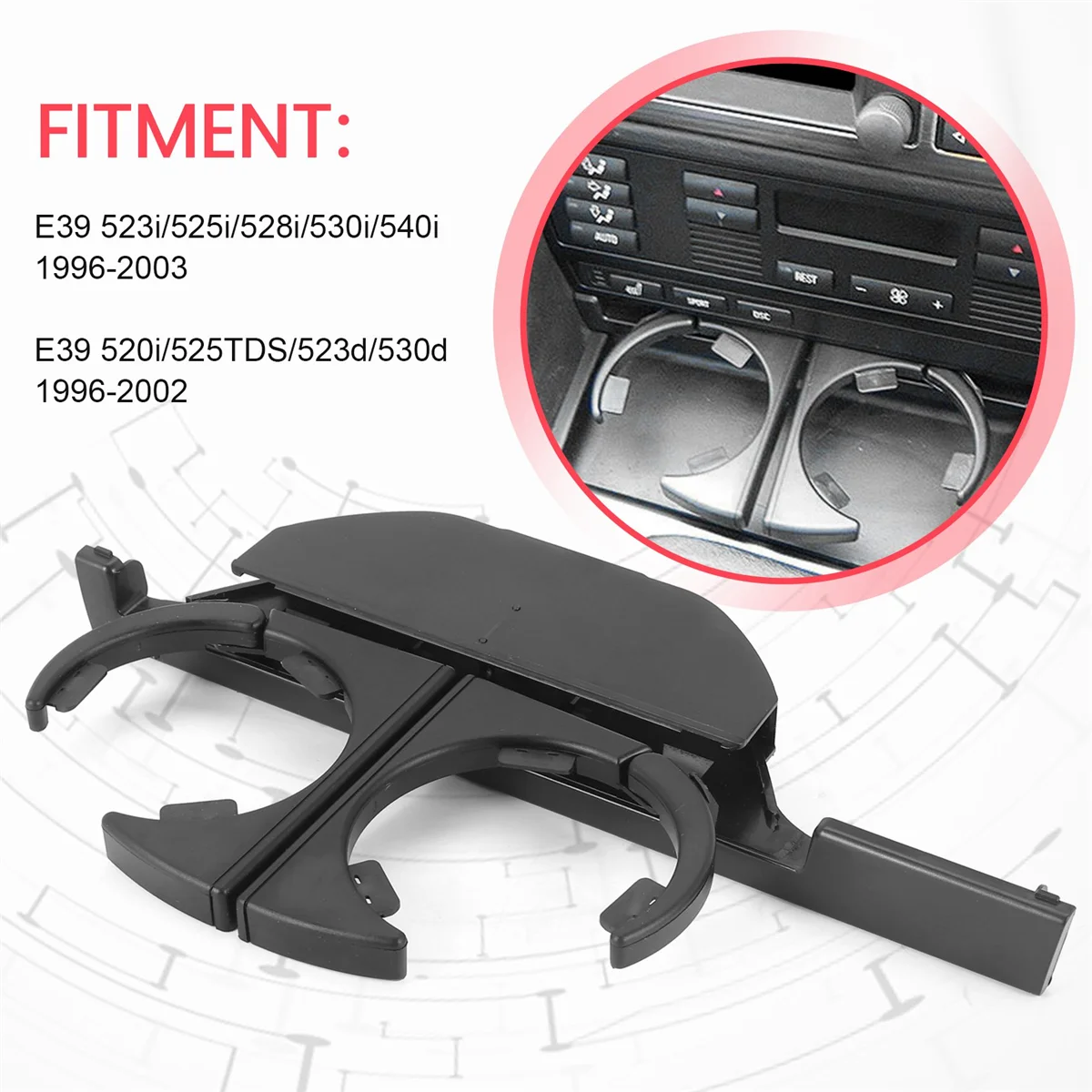 Передний правый подстаканник для RHD BMW E39 525i 523i 520i 530i 540i 51168190206