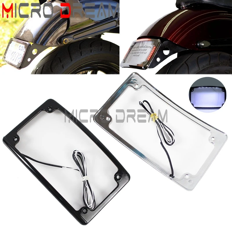 Рамка номерного знака для Harley Softail Fat Bob FXFB FXFBS 3/16-1/4 6 шт светодиодный 12 ° изогнутая