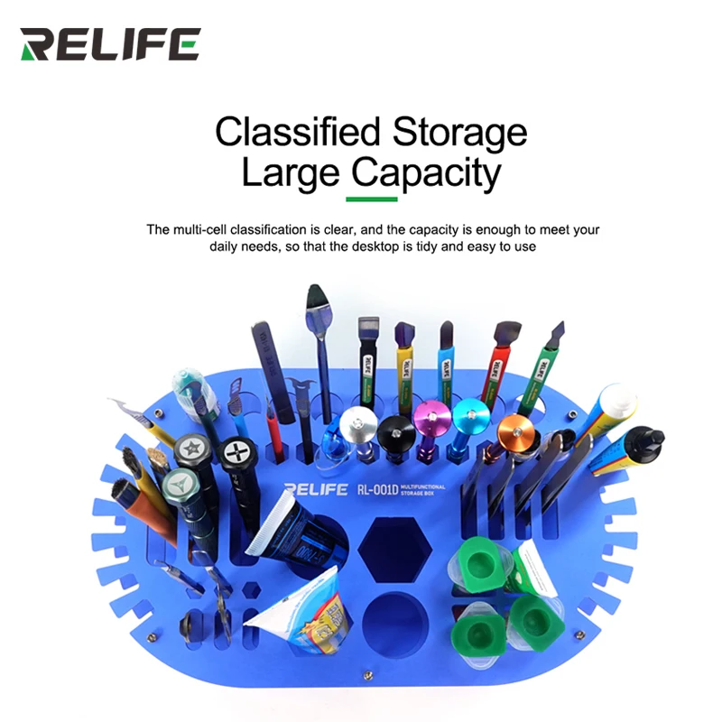 relife rl 001d storage box non slip large capacity tweezers screwdriver storage box for mobile phone repair desk storage tools free global shipping
