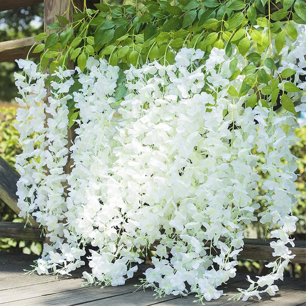 

110CM 12Pcs Artificial Silk Wisteria Flower Fake Wisteria Vine Hanging Garland Simulation Wisteria Bouquet Flowers String