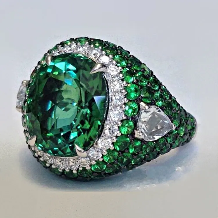 

Simple Exaggerated Statement Green Color Big Stone Chunky Adjustable Rings for Women Men Fashion Jewelry