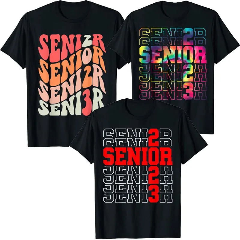 Купи Senior Graduation Gift Men Women Class of 2023 Senior Tie Dye T-Shirt Senior Boys Girls Graduate Graphic Tee Back To School Tops за 289 рублей в магазине AliExpress