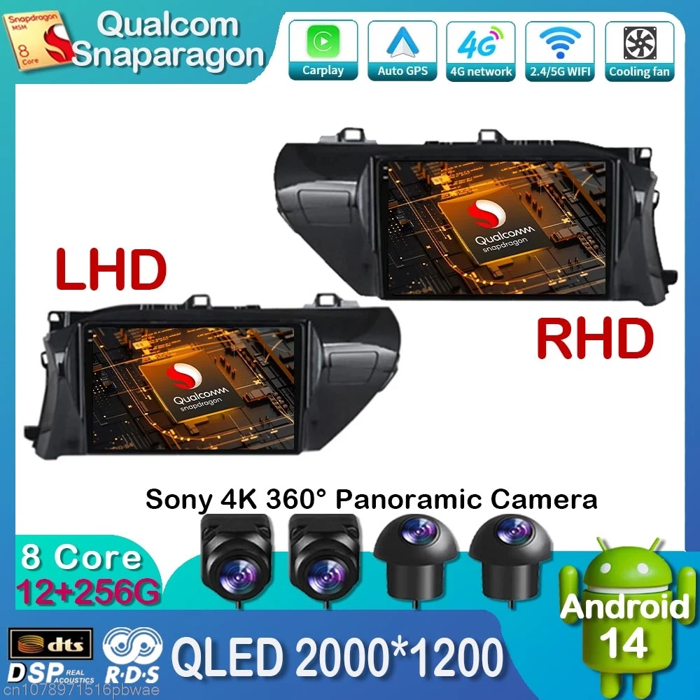 Автомагнитола Carplay для Toyota мультимедийный видеоплеер с GPS-навигацией Wi-Fi 4G QLED Android