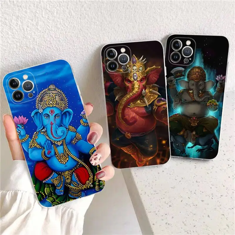 

Ganesh Elephant God Phone Case For iPhone 14 13 12 11 Pro Max XS X XR SE 2020 6 7 8 Plus Mini Protective Shell