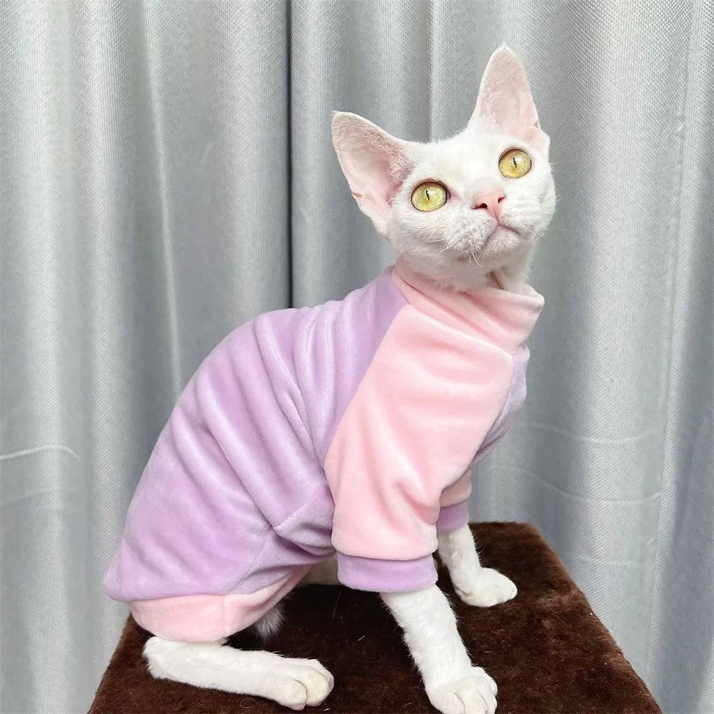 

Hairless Cat Clothes Devon Rex Conis Bottoming Shirt Sphinx Cat Apparel Velvet Autumn Winter Kitten Outfits Sphynx Cat Outfit