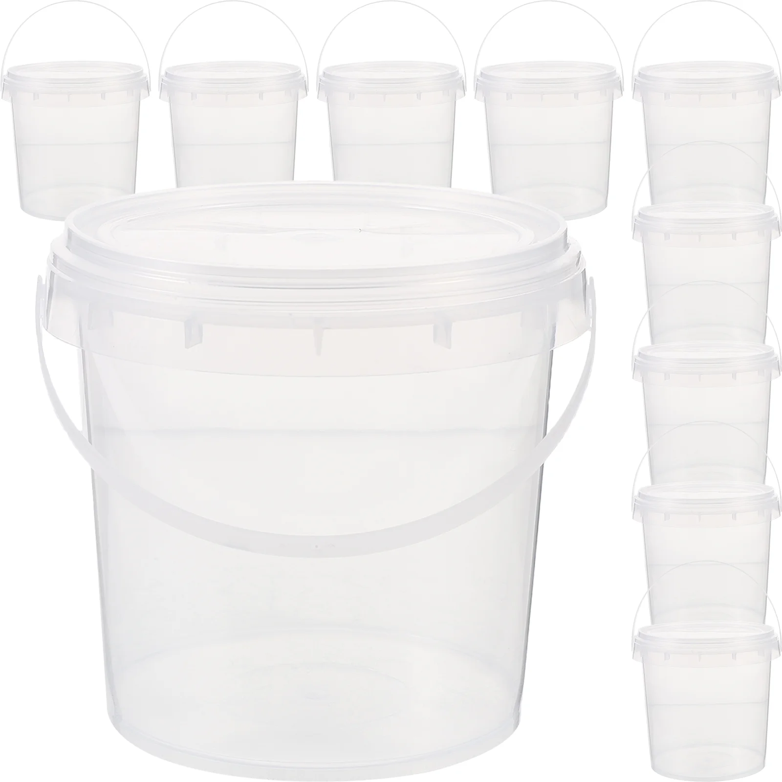 

10pcs Transparent Storage Bucket Ice Cream Food Bucket Storage Tank with Lid