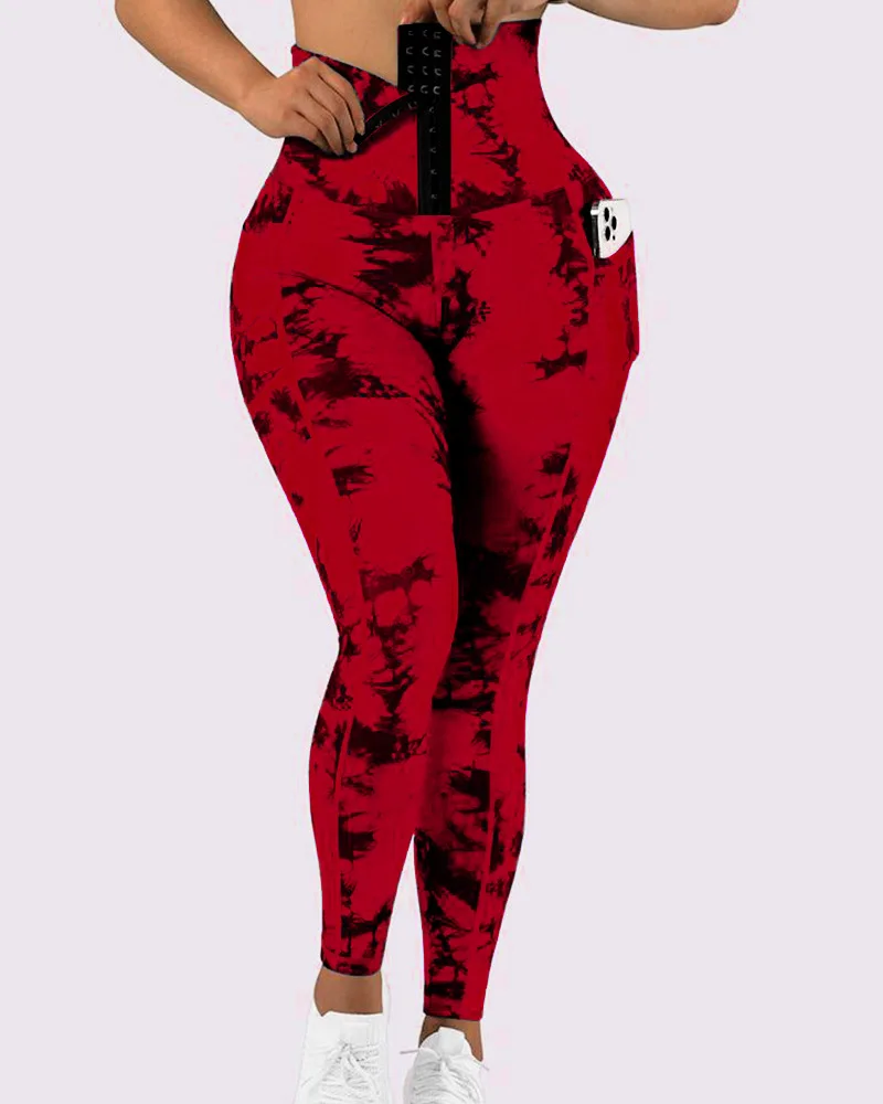 

Women's Pants 2023 Autumn New Fashion Tie Dye Print Tummy Control Butt Lifting Pocket Design Casual Skinny Daily Long Yoga Pants