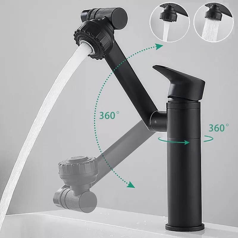 

Basin Faucet Water Tap Bath 360 Degree Swivel Sliver Bathroom Faucet Single Handle Sink Tap Mixer Hot and Cold Sink Water Crane