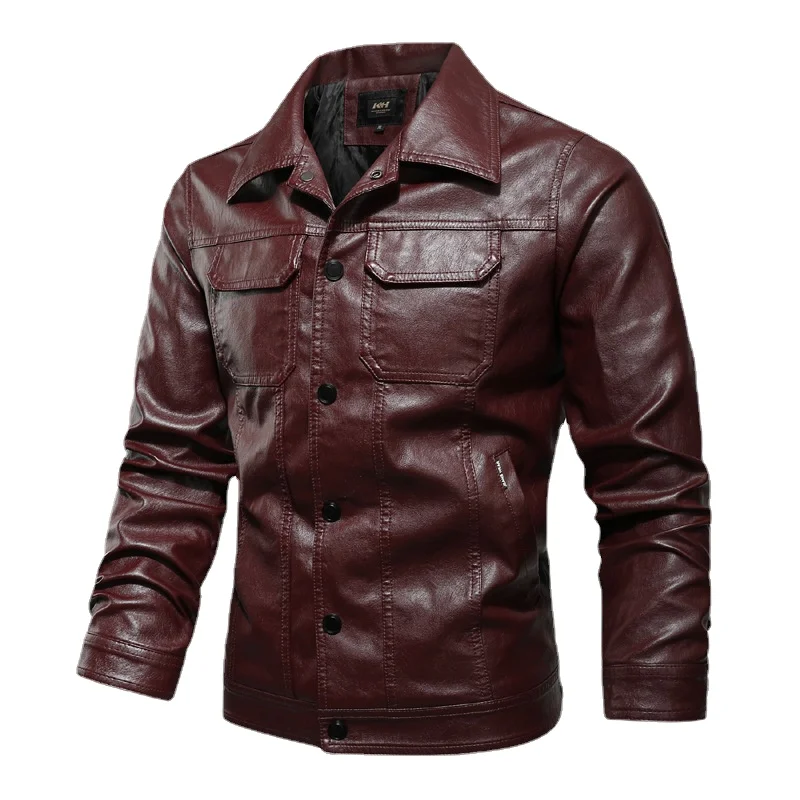 

Boys' autumn and winter leather jackets, large lapel, short PU leather jackets, young slim motorcycle jackets hot-selling models
