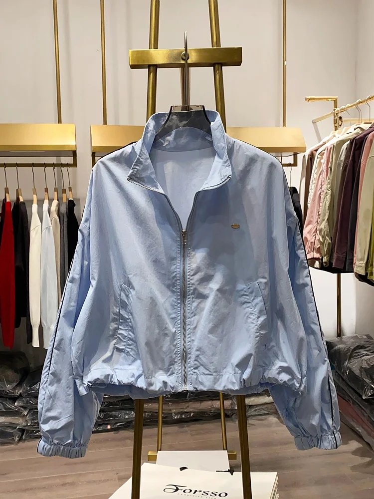 [Xiaoai Stall Real Shot] Американская спортивная повседневная куртка с воротником-стойкой