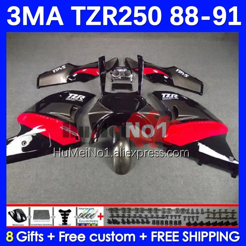 

Kit For YAMAHA TZR-250 3MA TZR250 red black YPVS RS TZR 250 88 89 90 91 144No.84 TZR250R TZR250RR 1988 1989 1990 1991 Fairing
