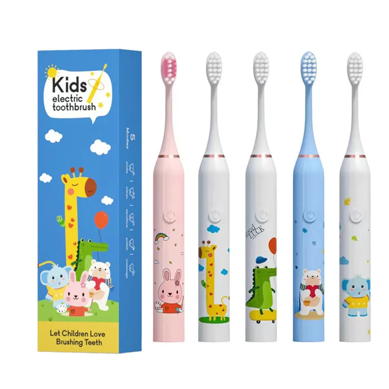 Ful Cartoon With Replacement Heads Ultrasonic Rechargeable Soft Hair Cleaning Brush