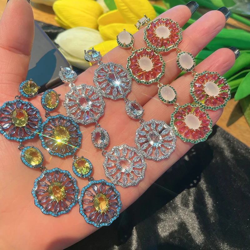 

Европейские и американские серьги для тяжелой промышленности, Длинные розовые нефритовые серьги