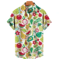 2022 summer mens short sleeve hawaiian shirt lapel fashion everyday short sleeve watermelon fruit print shirt